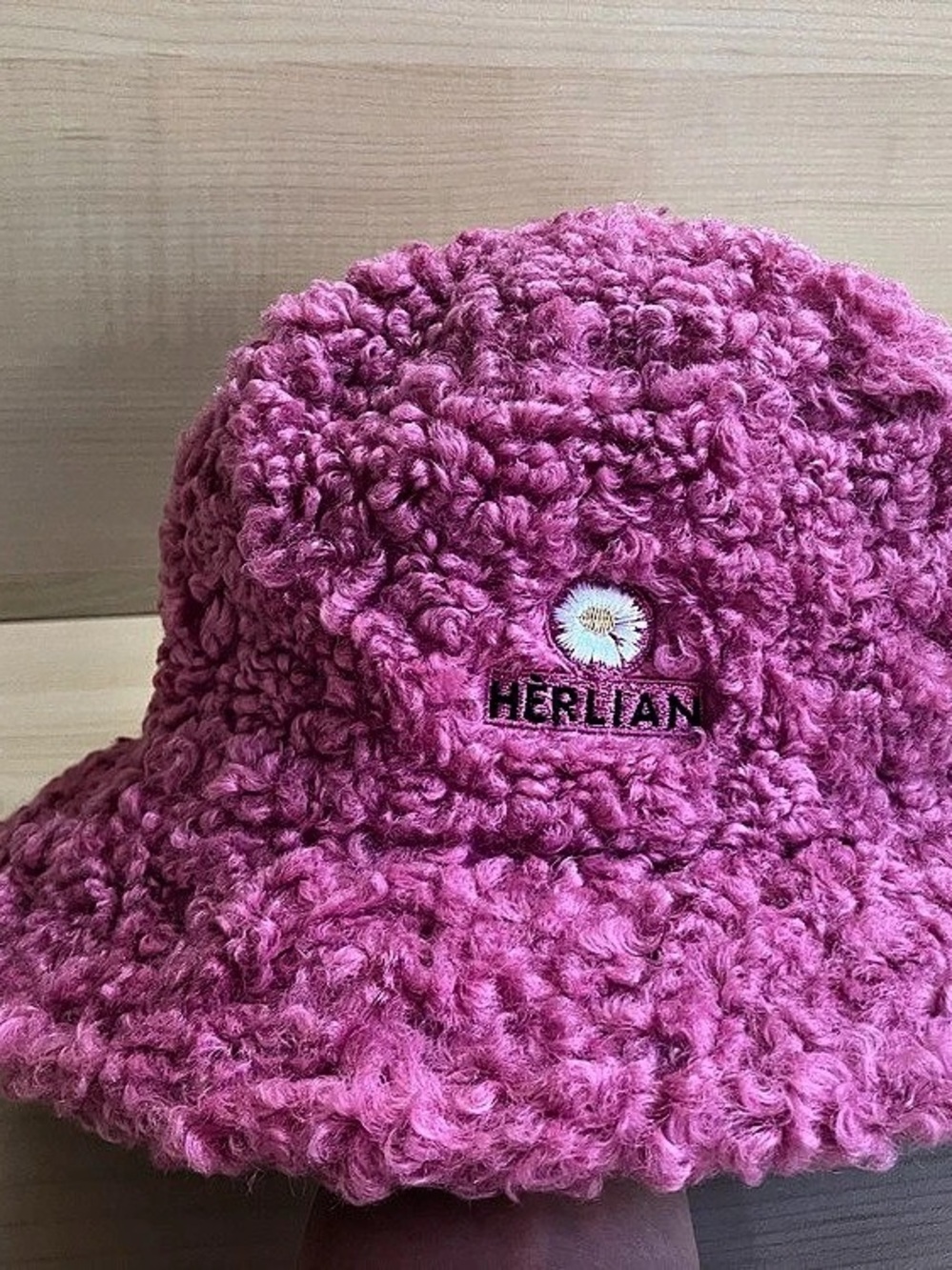 Herlian Pink Sherpa Bucket Hat Like New